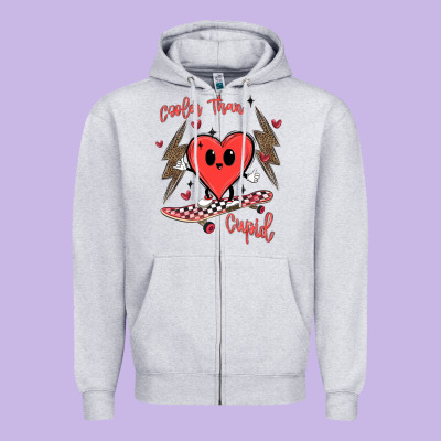Cooler Than Cupid Zipper Hoodie Designed By Maliassmallbusiness