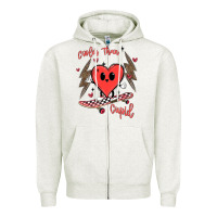 Oatmeal Heather cooler than cupid Zipper Hoodie - MaliasSmallBusiness