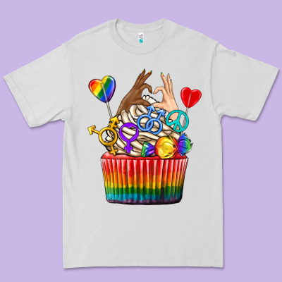 Premium Tee pride rainbow cupcake