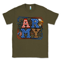 Army Green Army Veteran leopard frame 4th of July Classic Tee - LillyAllenDesigns