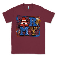 Burgundy Army Veteran leopard frame 4th of July Classic Tee - LillyAllenDesigns