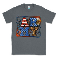 Charcoal Heather Army Veteran leopard frame 4th of July Classic Tee - LillyAllenDesigns