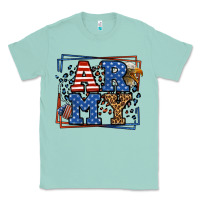 Seafoam Army Veteran leopard frame 4th of July Classic Tee - LillyAllenDesigns