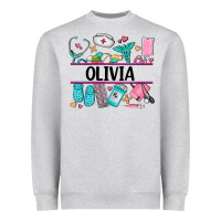 Heather Grey nurse elements with costom name Heavyweight Sweatshirt - AdoDesignShop