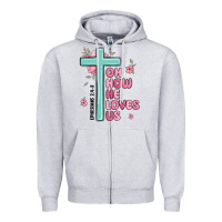 Heather Grey oh how he loves us ephesians 2 4 8 Zipper Hoodie - MaliasSmallBusiness