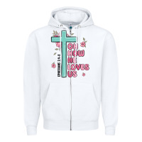 White oh how he loves us ephesians 2 4 8 Zipper Hoodie - MaliasSmallBusiness