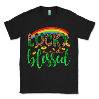 Black Western St. Patrick's Rainbow Lucky And Blessed Classic Tee - Artiststas