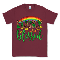 Burgundy Western St. Patrick's Rainbow Lucky And Blessed Classic Tee - Artiststas