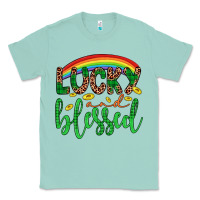 Seafoam Western St. Patrick's Rainbow Lucky And Blessed Classic Tee - Artiststas