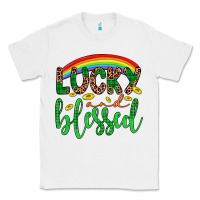 White Western St. Patrick's Rainbow Lucky And Blessed Classic Tee - Artiststas