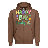 Chestnut happy go lucky Zipper Hoodie - MaliasSmallBusiness