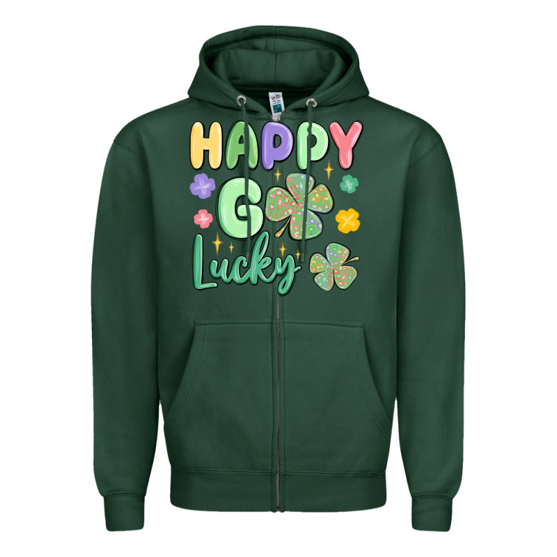 Happy Go Lucky Zipper Hoodie by MaliasSmallBusiness | Teevron