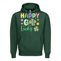Sports Green happy go lucky Zipper Hoodie - MaliasSmallBusiness