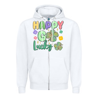 White happy go lucky Zipper Hoodie - MaliasSmallBusiness