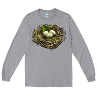 Heather Grey Bird Nest With Eggs Long Sleeve Tee - LillyAllenDesigns