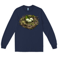 Navy Bird Nest With Eggs Long Sleeve Tee - LillyAllenDesigns