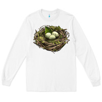 White Bird Nest With Eggs Long Sleeve Tee - LillyAllenDesigns
