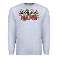 Heather Grey Blessed Mama Premium Sweatshirt - LillyAllenDesigns