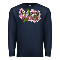 Navy Blessed Mama Premium Sweatshirt - LillyAllenDesigns