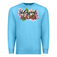 Ocean Blue Blessed Mama Premium Sweatshirt - LillyAllenDesigns