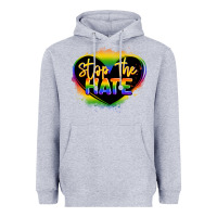 Heather Grey stop the hate pride lgbtq heart Heavyweight Hoodie - LillyAllenDesigns