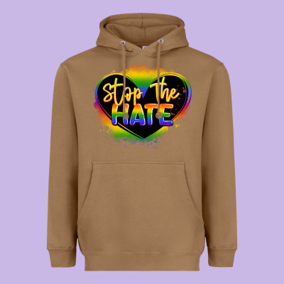 Stop The Hate Pride Lgbtq Heart Heavyweight Hoodie Designed By Lillyallendesigns