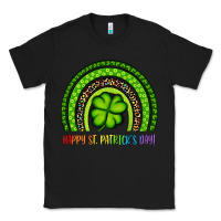 Black Happy St. Patrick's Day Shamrock Rainbow Classic Tee - Artiststas
