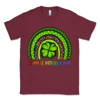 Burgundy Happy St. Patrick's Day Shamrock Rainbow Classic Tee - Artiststas