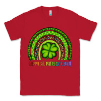 Red Happy St. Patrick's Day Shamrock Rainbow Classic Tee - Artiststas