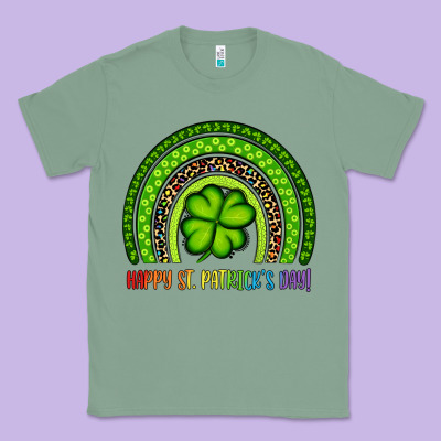 Happy St. Patrick's Day Shamrock Rainbow Classic Tee Designed By Artiststas