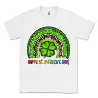 White Happy St. Patrick's Day Shamrock Rainbow Classic Tee - Artiststas