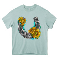 Arona horseshoe cowhide and sunflowers Heavy Core Tee - texasbilliewilder