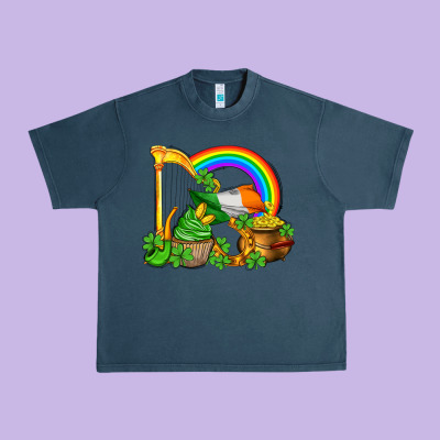 St Patricks Day  Rainbow Shamrocks Urban Heavy Tee Designed By Adodesignshop