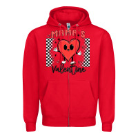 Red mama's valentine Zipper Hoodie - MaliasSmallBusiness