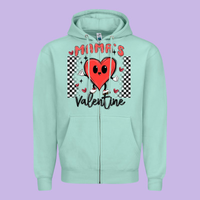 Mama's Valentine Zipper Hoodie Designed By Maliassmallbusiness