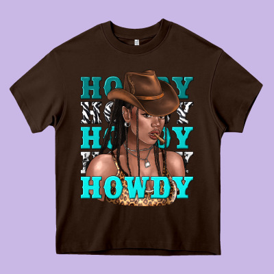 Howdy Howdy Black Girl Heavy Core Tee Designed By Texasbilliewilder