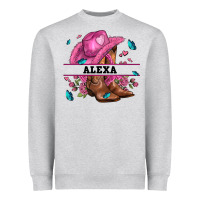 Heather Grey pink costom name cowgirl hat and roses Heavyweight Sweatshirt - AdoDesignShop