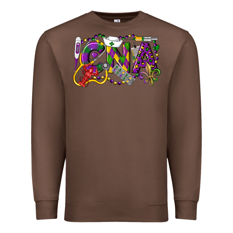 Cna Certified Nursing Assistant Mardi Gras Premium Sweatshirt by LillyAllenDesigns | Teevron