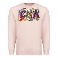 Pale Pink CNA Certified Nursing Assistant Mardi Gras Premium Sweatshirt - LillyAllenDesigns