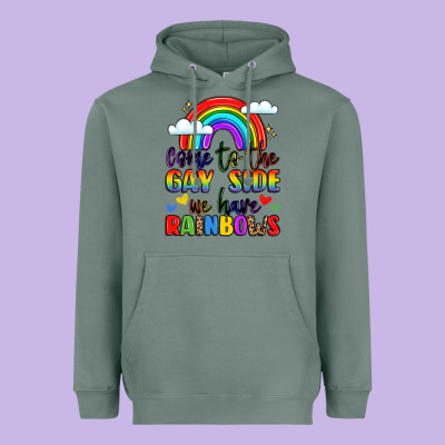 Come To The Gay Side We Have Rainbows Heavyweight Hoodie Designed By Lillyallendesigns