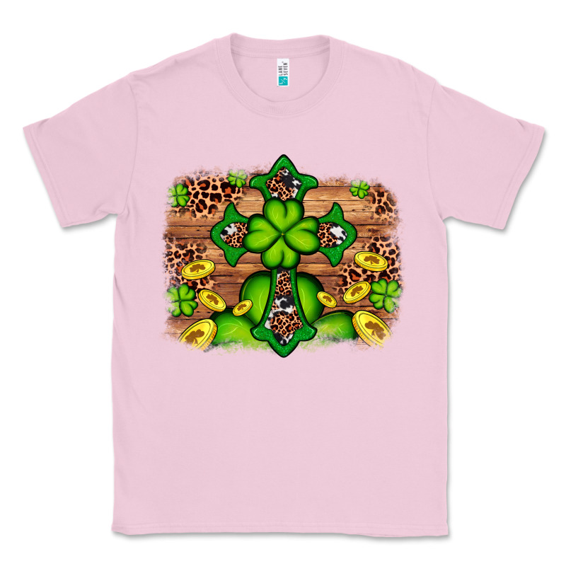 Western Shamrock Cross Leopard Background Classic Tee by Artiststas | Teevron