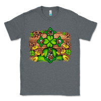 Charcoal Heather Western Shamrock Cross Leopard Background Classic Tee - Artiststas