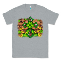 Heather Grey Western Shamrock Cross Leopard Background Classic Tee - Artiststas