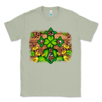 Matcha Western Shamrock Cross Leopard Background Classic Tee - Artiststas