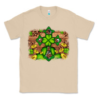 Mushroom Western Shamrock Cross Leopard Background Classic Tee - Artiststas