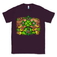 Plum Western Shamrock Cross Leopard Background Classic Tee - Artiststas