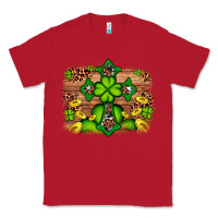 Red Western Shamrock Cross Leopard Background Classic Tee - Artiststas