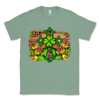 Sage Western Shamrock Cross Leopard Background Classic Tee - Artiststas