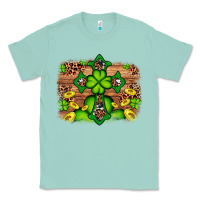 Seafoam Western Shamrock Cross Leopard Background Classic Tee - Artiststas