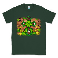 Sports Green Western Shamrock Cross Leopard Background Classic Tee - Artiststas